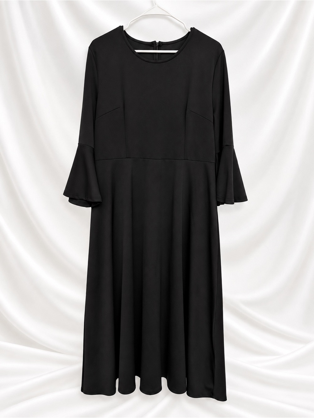 Black Bell-Sleeve Midi Dress - Women